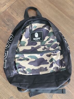 BAPE Camo Canvas Backpack in Green/Black Streetwear